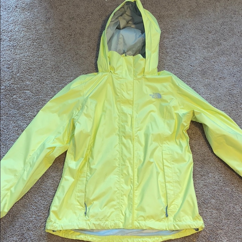 Yellow north face rain jacket